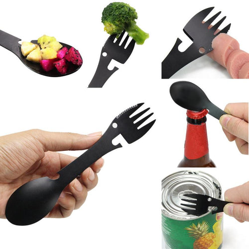 Multifunctional Camping Cookware Spoon Fork Bottle Opener Portable